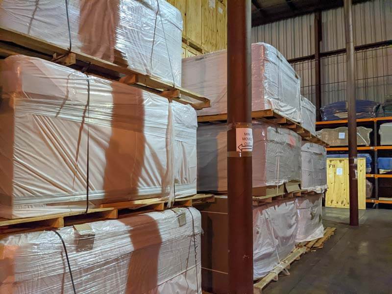 Shrinkwrapped storage in warehouse in Richmond VA