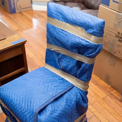Family moving boxes and furniture