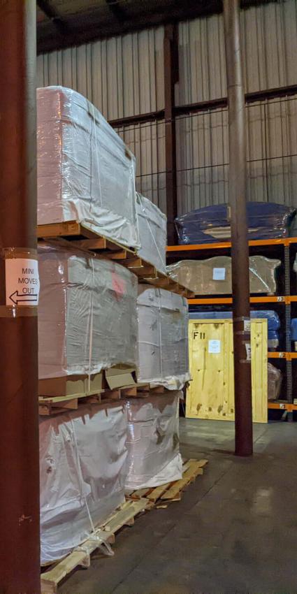 plastic wrapped warehouse items